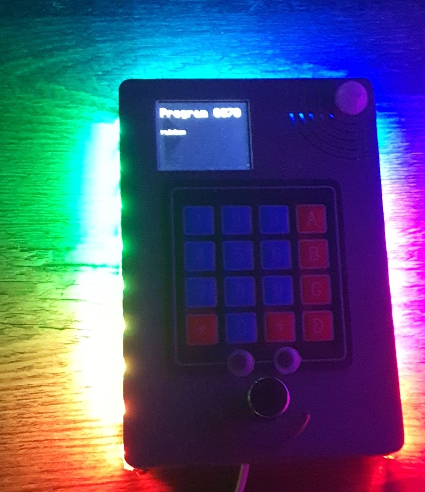 Prototip electronic într-o carcasă de lucru, cu tastatură, afișaj și interfață locală