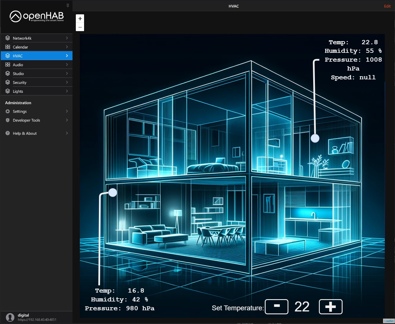 Interfață OpenHAB pentru monitorizarea și controlul sistemului modular de ventilație